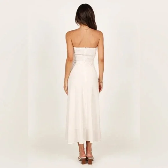 Petal & Pup Strapless cut out twist top linen midi dress nwot - Picture 5 of 15